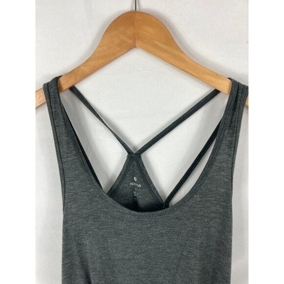 Apana Grey Cross Back Racerback Athletic Tank Top Size Medium - Picture 2 of 7